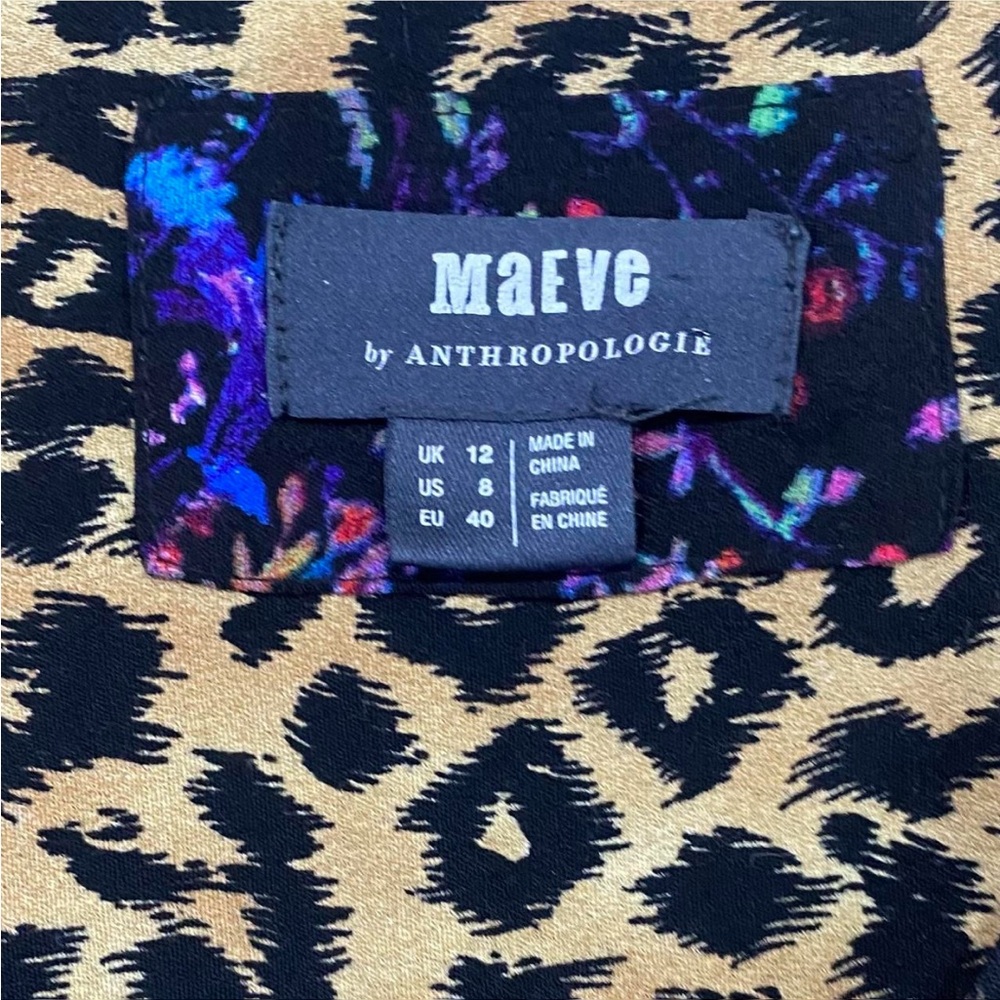 Anthropologie Maeve black & leopard print floral button-down midi dress - EUC - Picture 9 of 9